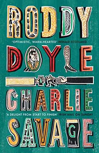 Book cover for “Charlie Savage” with illustrated text and hands holding pints.