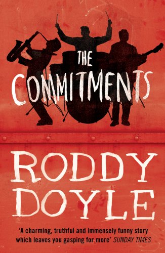 Book cover featuring black silhouettes of a band against a textured red background.