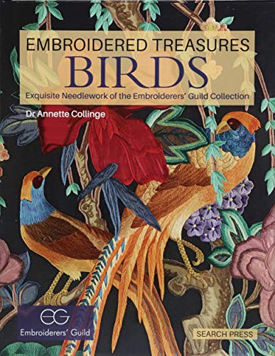 Book cover featuring detailed embroidered images of colorful birds and foliage.