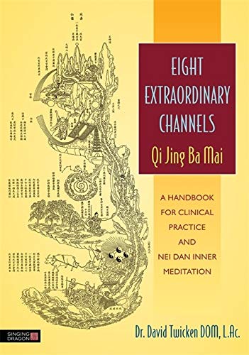 Book cover with anatomical illustration and text about energy channels.