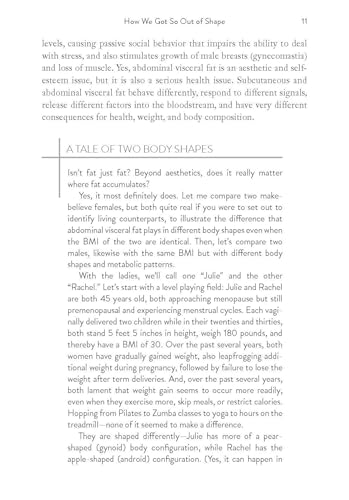 Book page with text discussing body shapes and weight gain in women.