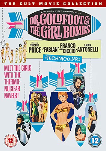 DVD cover for "Dr. Goldfoot And The Girl Bombs" with bomb imagery.