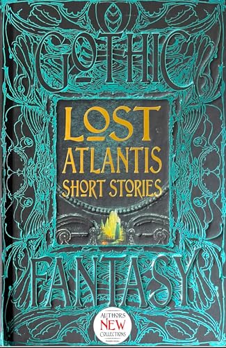 Book cover: “Lost Atlantis Short Stories” with ornate teal and gold design.