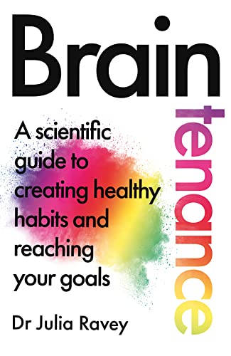 Book cover with bold text "Braintenance" and colorful paint splash design.