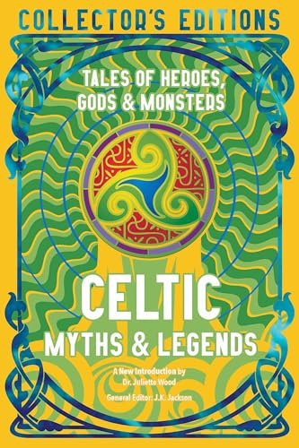 Book cover with Celtic knotwork, a triskele symbol, and yellow, green, and blue patterns.