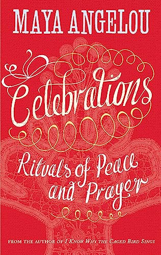 Red book cover with ornate white script reading "Celebrations: Rituals of Peace and Prayer.