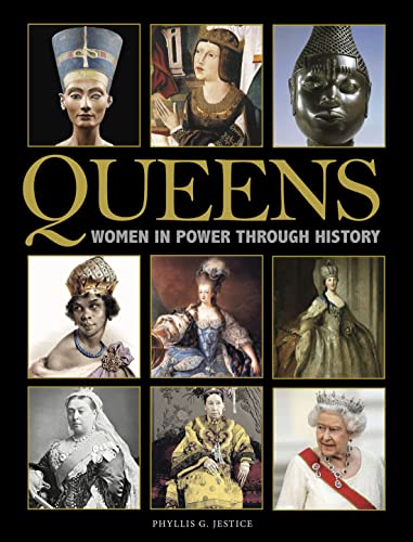 Book cover featuring portraits of historical queens and the title "Queens.