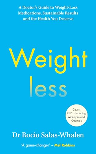 Book cover: "Weightless" by Dr. Rocio Salas-Whalen, blue background.