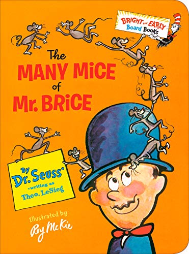 Book cover: Man with blue hat surrounded by many cartoon mice.