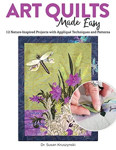 Book cover featuring a dragonfly art quilt and applique demonstration.