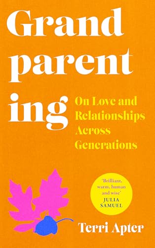Book cover: "Grandparenting" with orange background, leaf, and quote bubble.