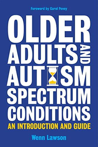 Book cover: "Older Adults and Autism Spectrum Conditions" with hourglass image.