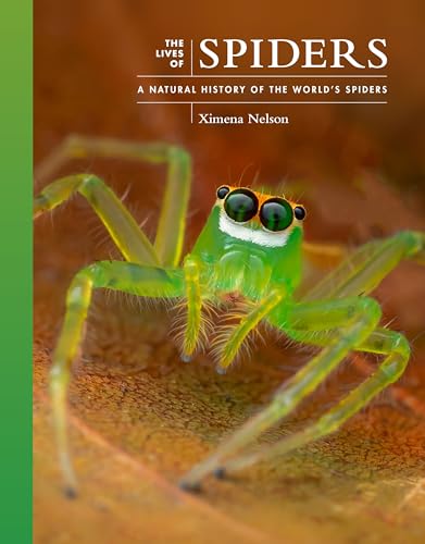 Book cover featuring a vibrant green jumping spider with detailed legs.