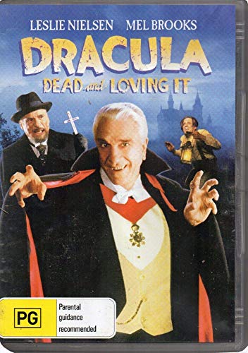 DVD cover for "Dracula Dead And Loving It" featuring Leslie Nielsen.