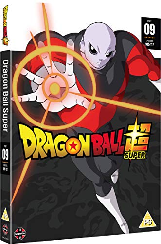 "DVD cover for Dragon Ball Super Part 9 featuring an anime character with glowing hand."