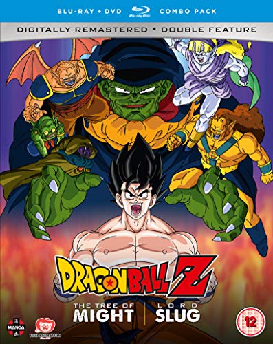Dragon Ball Z movie cover featuring Goku and villains, Blu-ray/DVD combo.