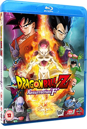 Dragon Ball Z: Resurrection of F Blu-ray cover featuring Goku, Vegeta, and Frieza.