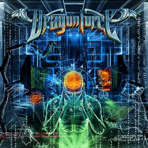 DragonForce album cover: futuristic design with a glowing human figure.