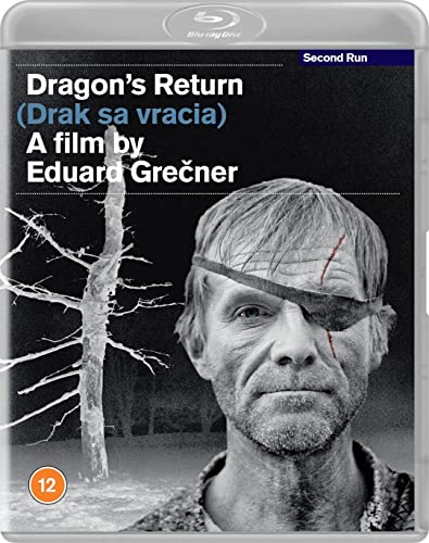 Blu-ray cover for Dragon's Return featuring a man with an eyepatch and bare tree.