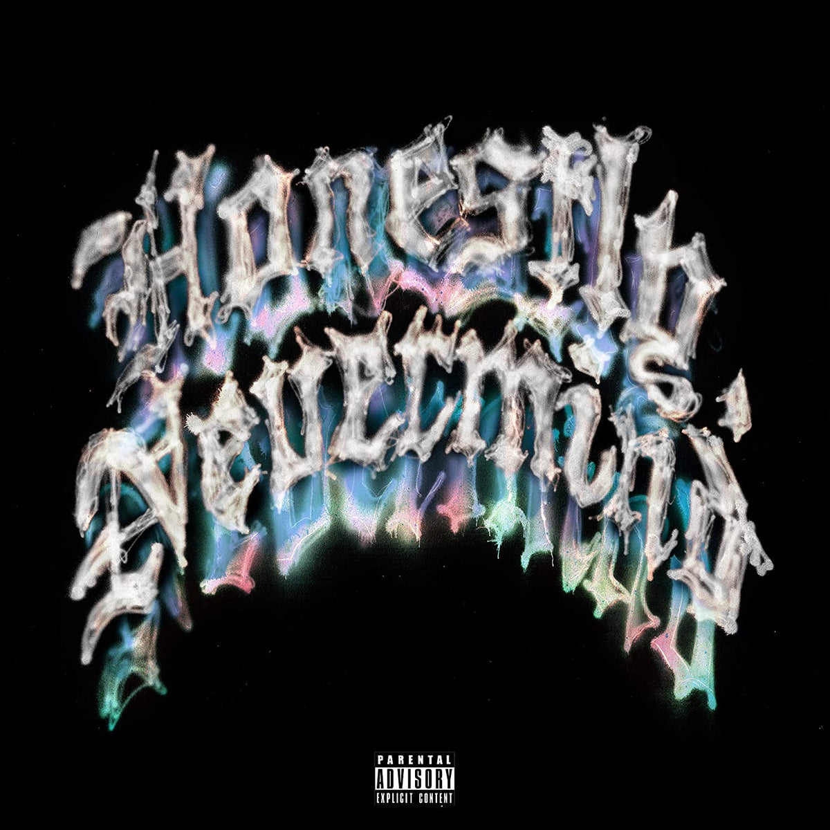 Drake’s “Honestly, Nevermind” album cover with iridescent, dripping text.