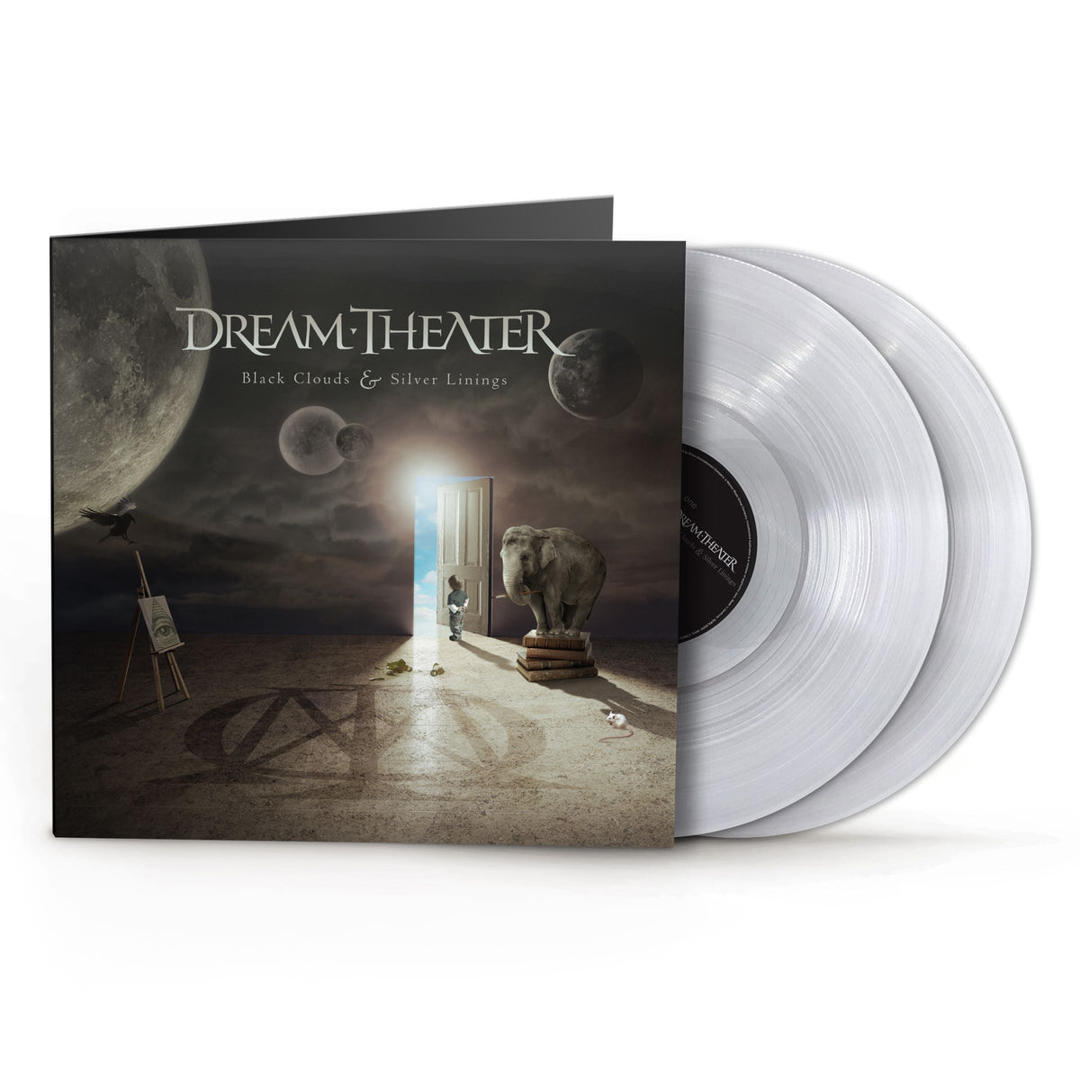 Dream Theater vinyl album cover featuring a surreal landscape with an elephant and child.