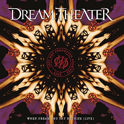 Dream Theater album cover: circular design with band logo and ornate patterns.