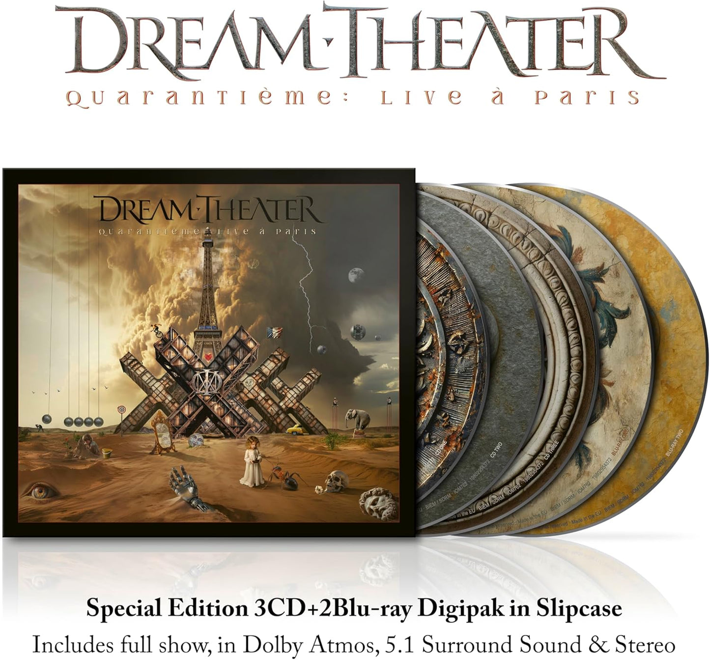 Dream Theater "Quarantième: Live in Paris" 3CD+2BD set with ornate cover art.
