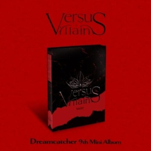 Red album cover for Dreamcatcher’s “Villains” with floral design.