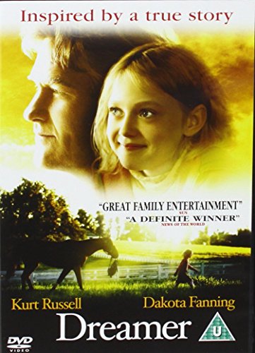 DVD cover for Dreamer featuring Kurt Russell and Dakota Fanning with a horse.