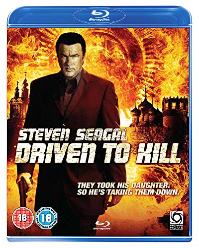 Blu-ray cover for "Driven To Kill" featuring Steven Seagal in a suit.