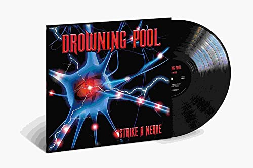 Vinyl record and album cover featuring a blue stylized nerve cell on black.