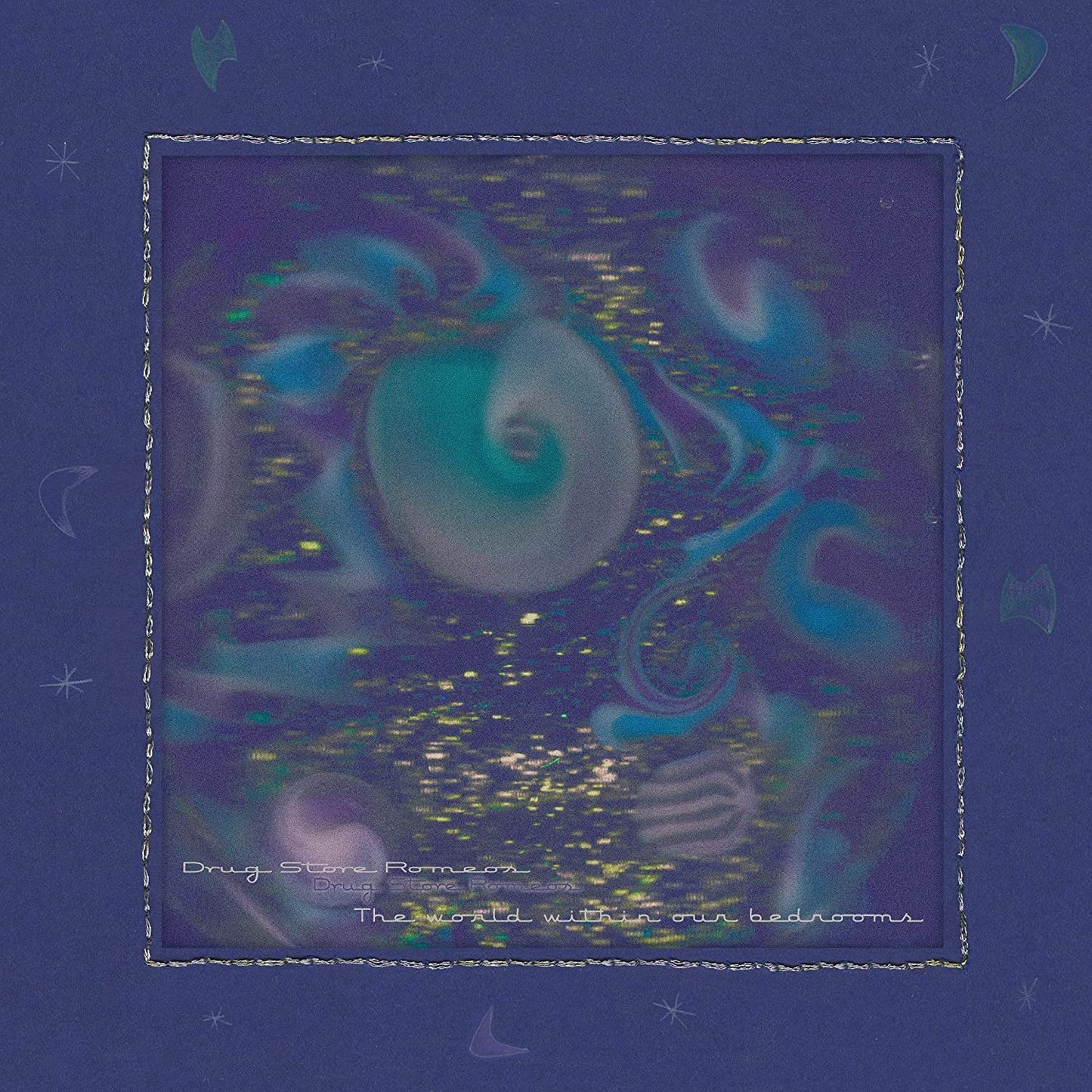 A CD cover with swirly, abstract shapes on a purple background with stars.