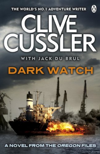 Book cover: "Dark Watch" by Clive Cussler, featuring a ship in flames.