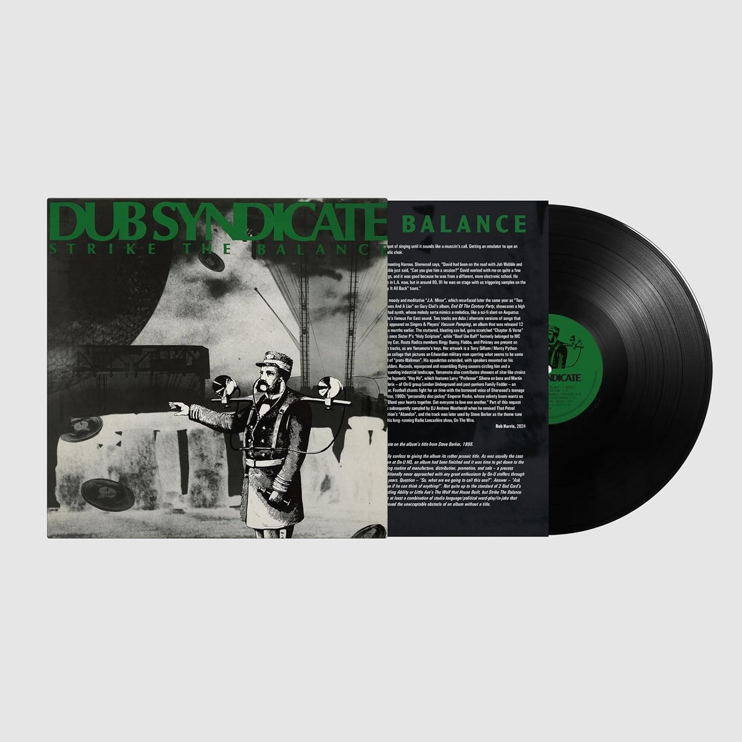 Dub Syndicate "Strike The Balance" vinyl record with historical cover art.