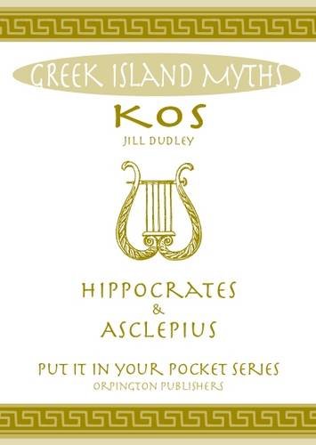 Booklet cover with Greek key border, lyre illustration, and text about Kos.