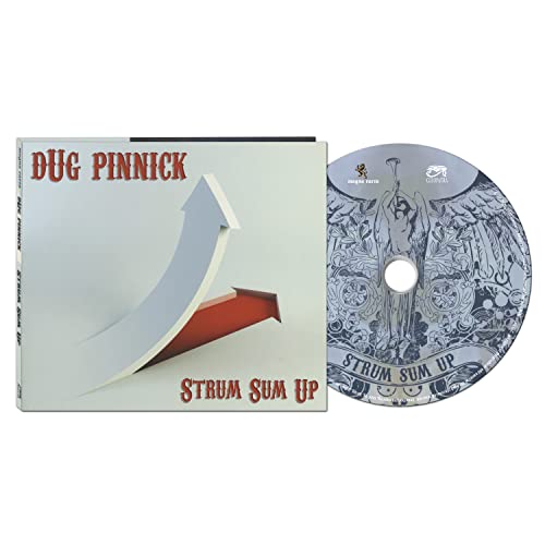 CD case and disc for Dug Pinnick’s “Strum Sum Up” album, with artwork.