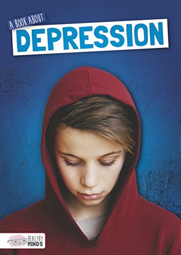Book cover with a hooded person looking down, titled “A Book About Depression.”