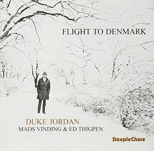 CD cover: Duke Jordan Trio “Flight To Denmark” with a lone figure.