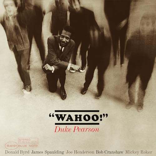 Duke Pearson's "Wahoo" vinyl album cover featuring a blurred group portrait.