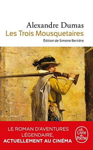 Book cover of "Les Trois Mousquetaires" featuring a musketeer with a rifle.