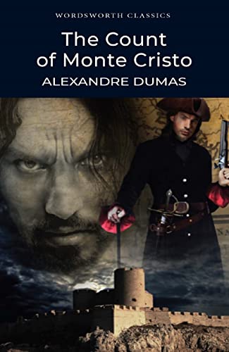 Book cover of "The Count of Monte Cristo" featuring a man and castle.