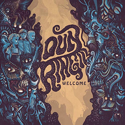 CD cover for Dun Ringill’s “Welcome” featuring surreal, dark blue imagery.