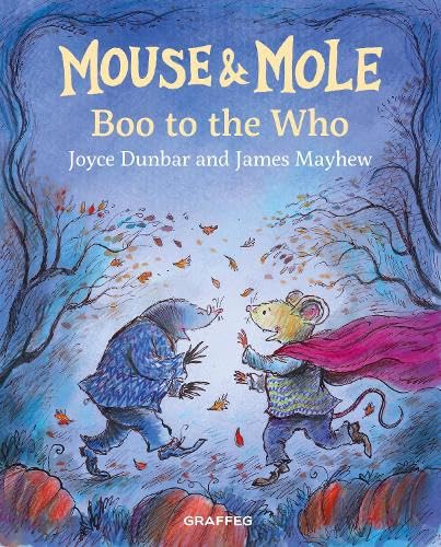Book cover: Mole and Mouse walking among pumpkins and autumn leaves.