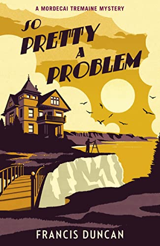 Book cover: Victorian house on a cliff overlooking the sea at sunset.