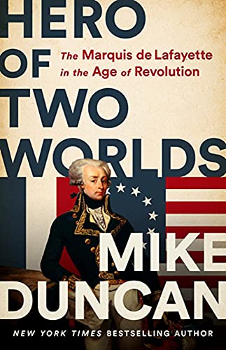 Book cover featuring Marquis de Lafayette in military uniform with American flag.