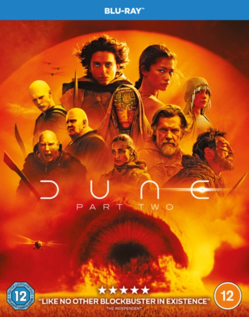 Dune Part Two Blu-ray cover featuring characters in a desert landscape.