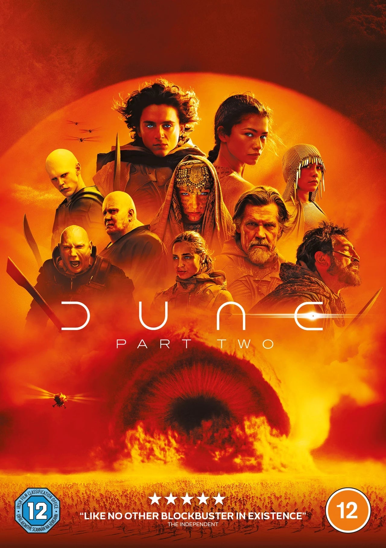Dune Part Two" DVD cover featuring Timothée Chalamet and cast in desert landscape.