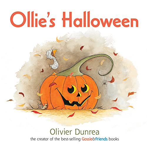 Book cover: pumpkin with a jack-o'-lantern face and a mummy bird.