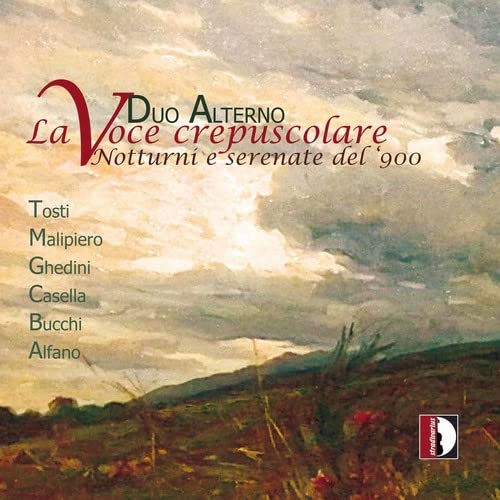 CD cover for "La Voce Crepuscolare" with a twilight landscape.