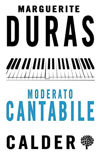 Book cover for "Moderato Cantabile" by Marguerite Duras with piano keys.